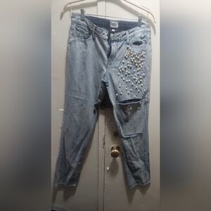 PAIGE Light Blue Jeans with Pearl Details